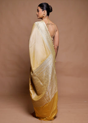 Mustard Handloom Katan Pure Silk Saree With Blouse Piece