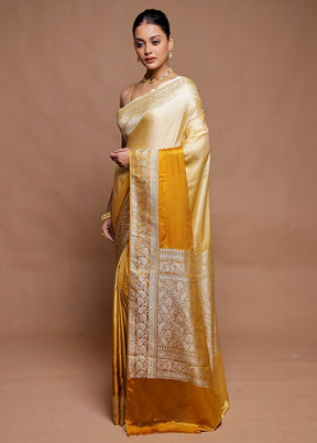 Mustard Handloom Katan Pure Silk Saree With Blouse Piece