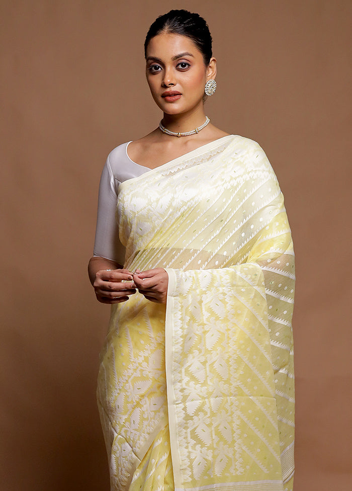 Yellow Tant Jamdani Saree Without Blouse Piece