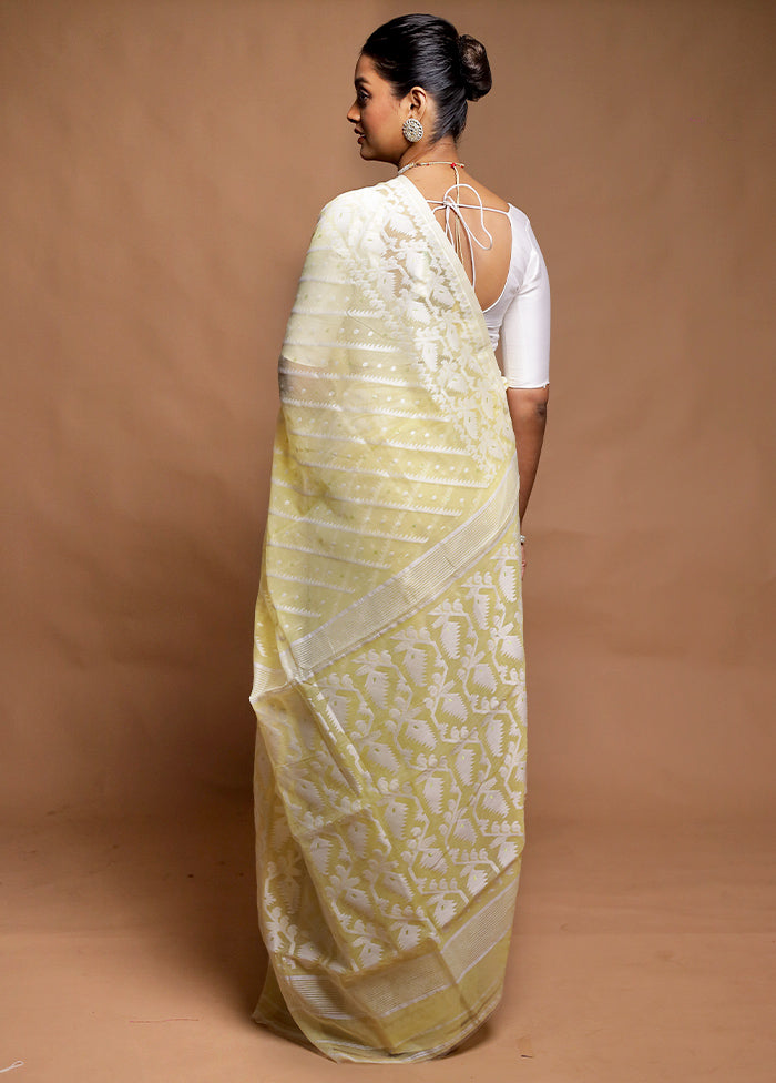 Yellow Tant Jamdani Saree Without Blouse Piece