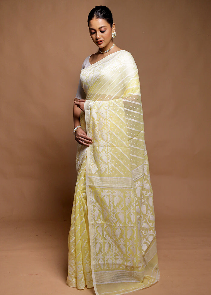 Yellow Tant Jamdani Saree Without Blouse Piece