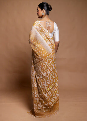 Yellow Tant Jamdani Saree Without Blouse Piece