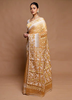 Yellow Tant Jamdani Saree Without Blouse Piece