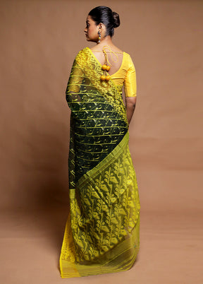 Green Tant Jamdani Saree Without Blouse Piece