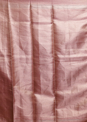 Pink Crushed Tissue Silk Saree With Blouse Piece