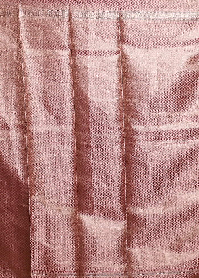 Pink Crushed Tissue Silk Saree With Blouse Piece