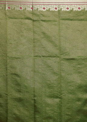 Green Crushed Tissue Silk Saree With Blouse Piece