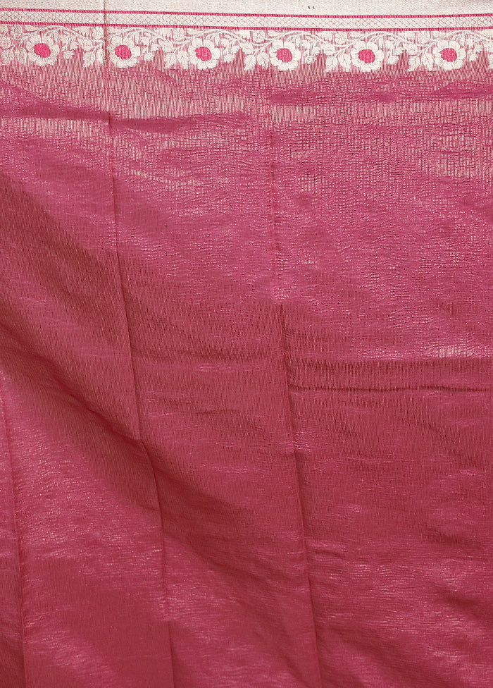 Pink Crushed Tissue Silk Saree With Blouse Piece