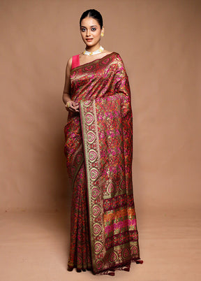 Pink Dupion Silk Saree With Blouse Piece