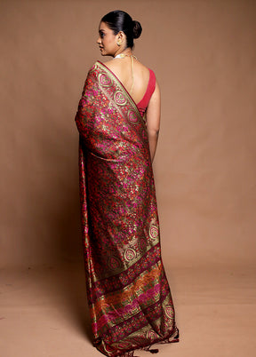 Pink Dupion Silk Saree With Blouse Piece