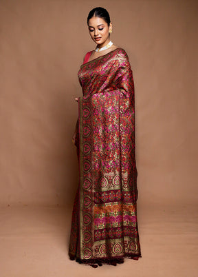 Pink Dupion Silk Saree With Blouse Piece