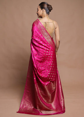 Pink Dupion Silk Saree With Blouse Piece