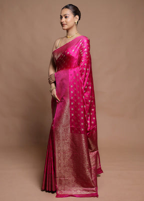 Pink Dupion Silk Saree With Blouse Piece