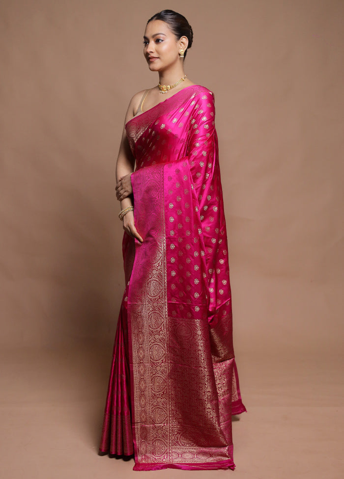 Pink Dupion Silk Saree With Blouse Piece