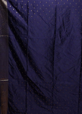 Blue Dupion Silk Saree With Blouse Piece
