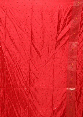 Red Dupion Silk Saree With Blouse Piece