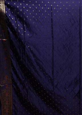 Blue Dupion Silk Saree With Blouse Piece