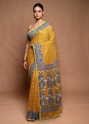 Yellow Tant Jamdani Saree Without Blouse Piece