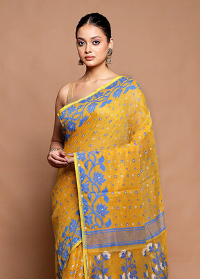 Yellow Tant Jamdani Saree Without Blouse Piece