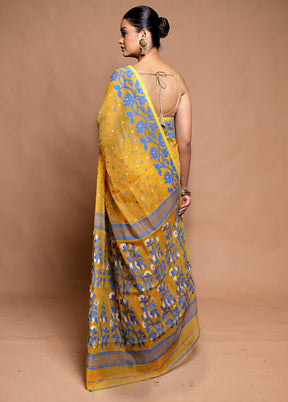Yellow Tant Jamdani Saree Without Blouse Piece
