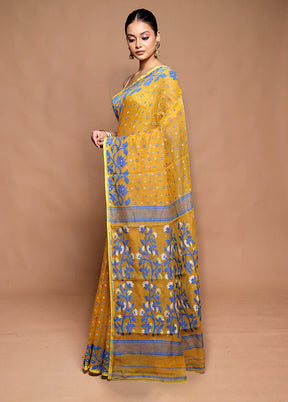 Yellow Tant Jamdani Saree Without Blouse Piece