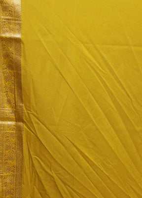 Yellow Dupion Silk Saree With Blouse Piece