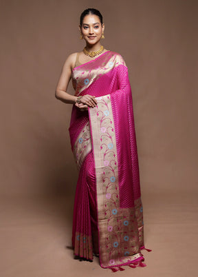 Pink Dupion Silk Saree With Blouse Piece