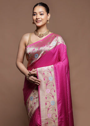 Pink Dupion Silk Saree With Blouse Piece