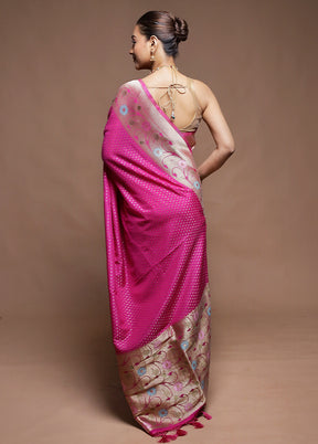 Pink Dupion Silk Saree With Blouse Piece
