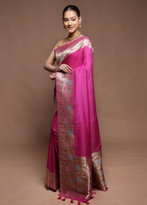 Pink Dupion Silk Saree With Blouse Piece