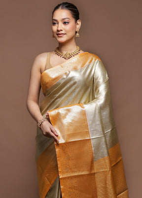 Gold Tissue Silk Saree With Blouse Piece