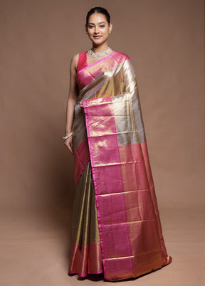 Gold Tissue Silk Saree With Blouse Piece