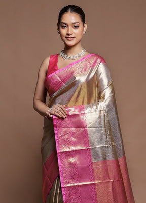Gold Tissue Silk Saree With Blouse Piece