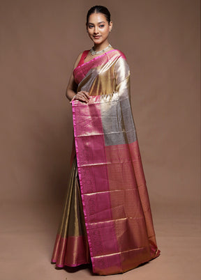Gold Tissue Silk Saree With Blouse Piece