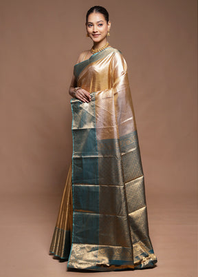 Gold Tissue Silk Saree With Blouse Piece