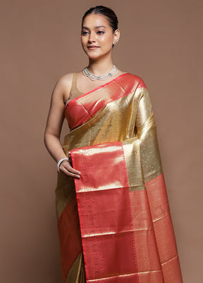 Gold Tissue Silk Saree With Blouse Piece