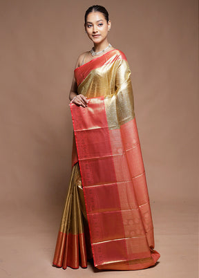 Gold Tissue Silk Saree With Blouse Piece