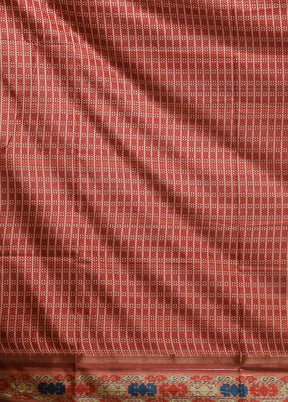 Rust Dupion Silk Saree With Blouse Piece