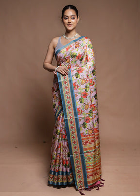 Pink Dupion Silk Saree With Blouse Piece