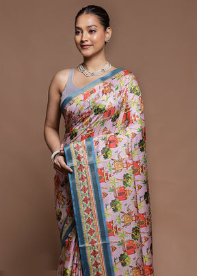Pink Dupion Silk Saree With Blouse Piece