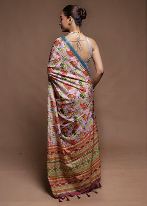 Pink Dupion Silk Saree With Blouse Piece