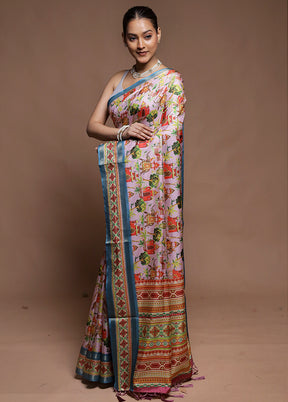 Pink Dupion Silk Saree With Blouse Piece