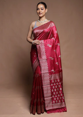 Pink Dupion Silk Saree With Blouse Piece
