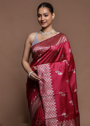 Pink Dupion Silk Saree With Blouse Piece