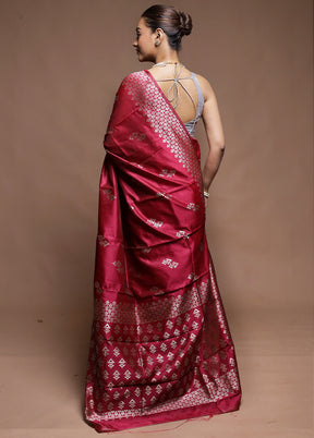 Pink Dupion Silk Saree With Blouse Piece
