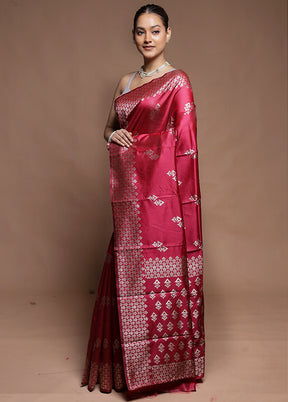 Pink Dupion Silk Saree With Blouse Piece