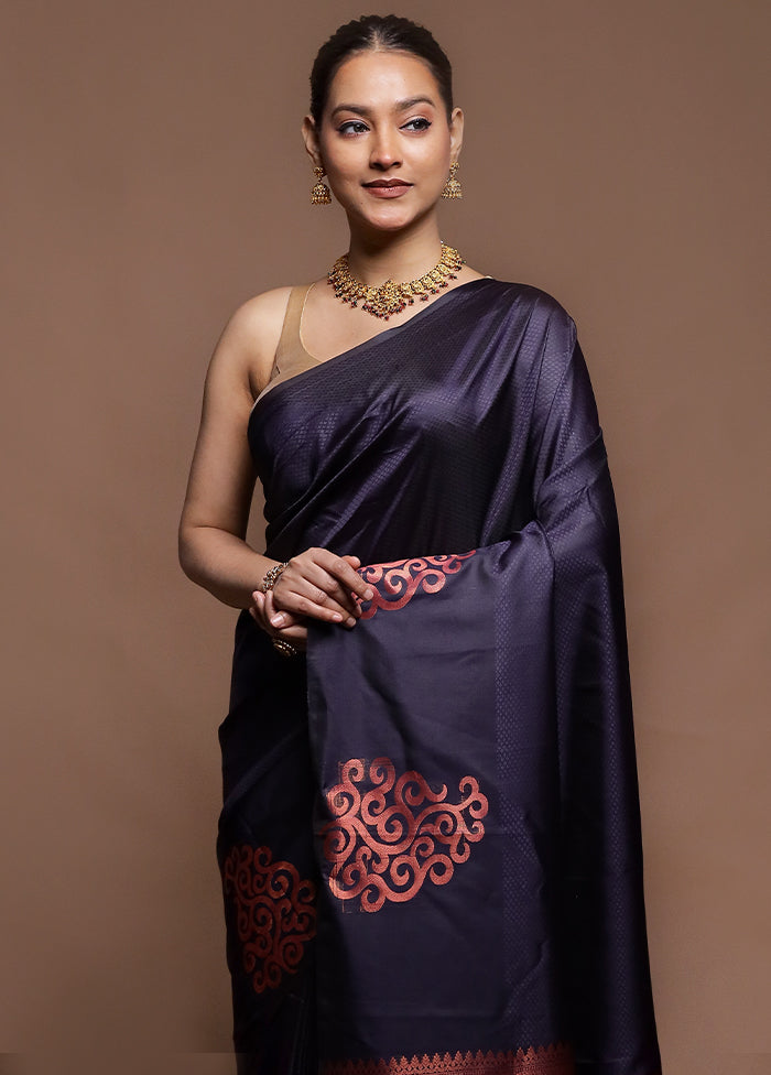 Blue Dupion Silk Saree With Blouse Piece