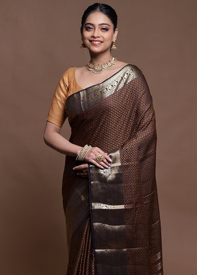 Black Dupion Silk Saree With Blouse Piece