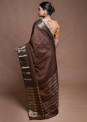 Black Dupion Silk Saree With Blouse Piece