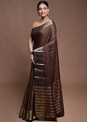 Black Dupion Silk Saree With Blouse Piece